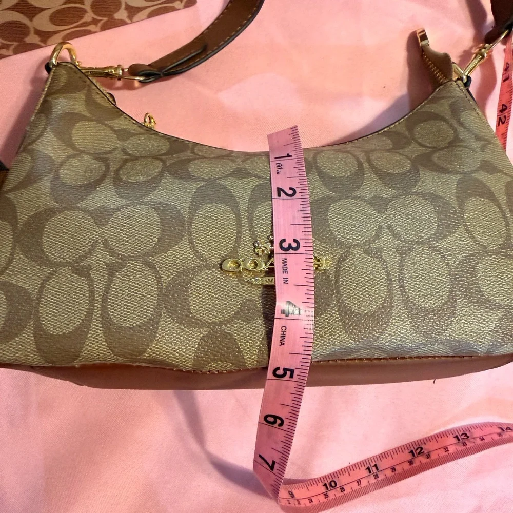 Tan and Brown Signature Shoulder‎ Bag